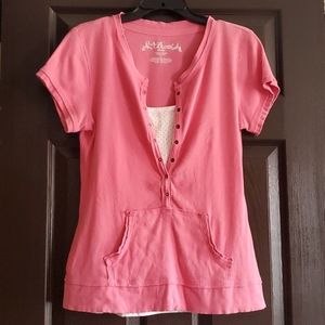 LA Blues two piece pink and polka dot tops